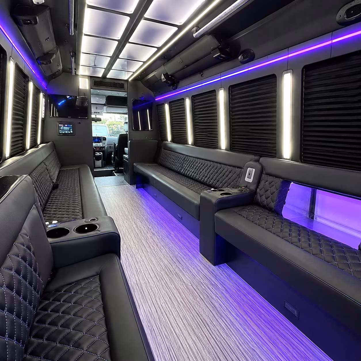 San Bernardino Private Event Transportation party bus interior