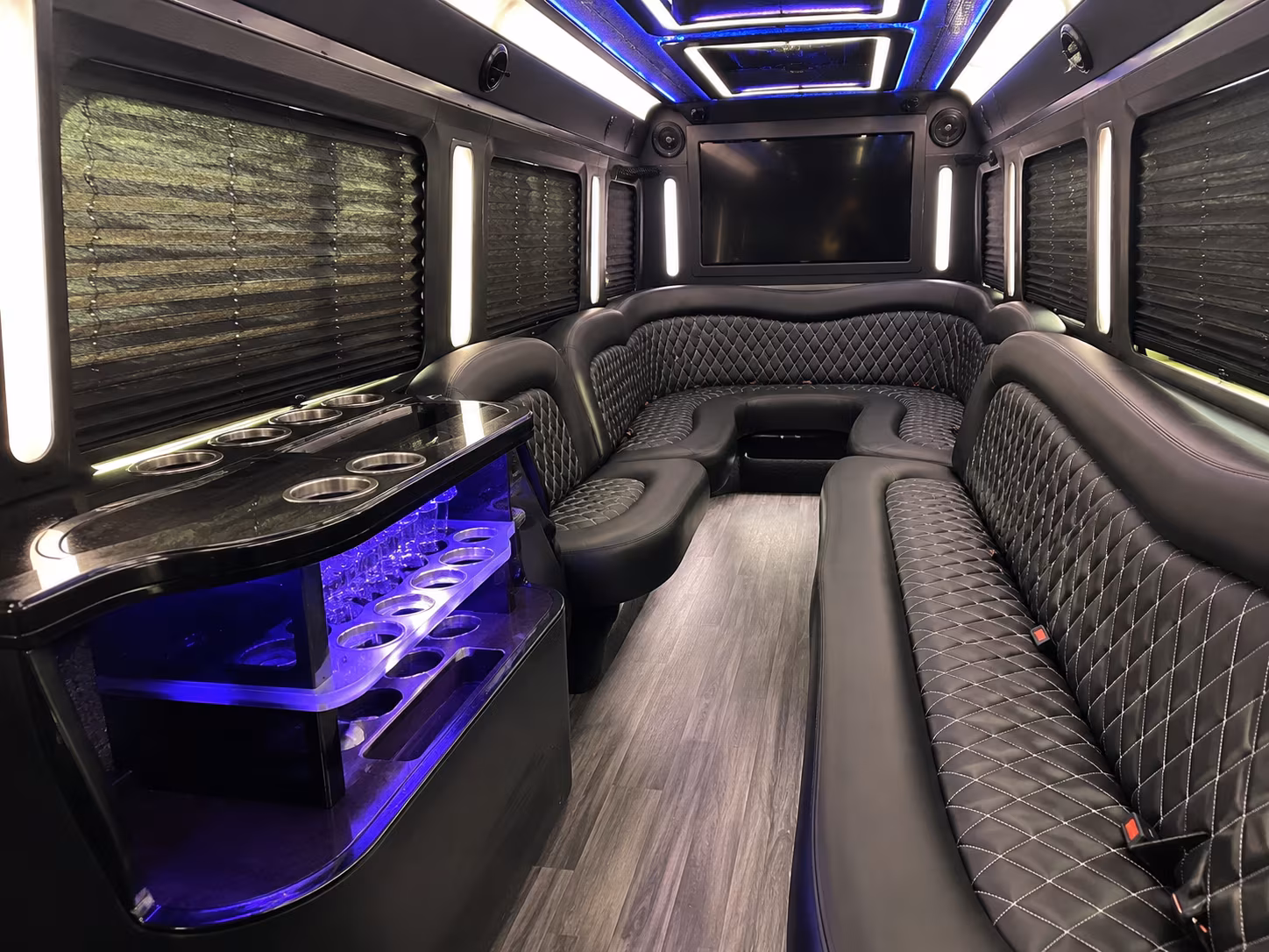 San Bernardino Prom & Homecoming Transportation party bus exterior