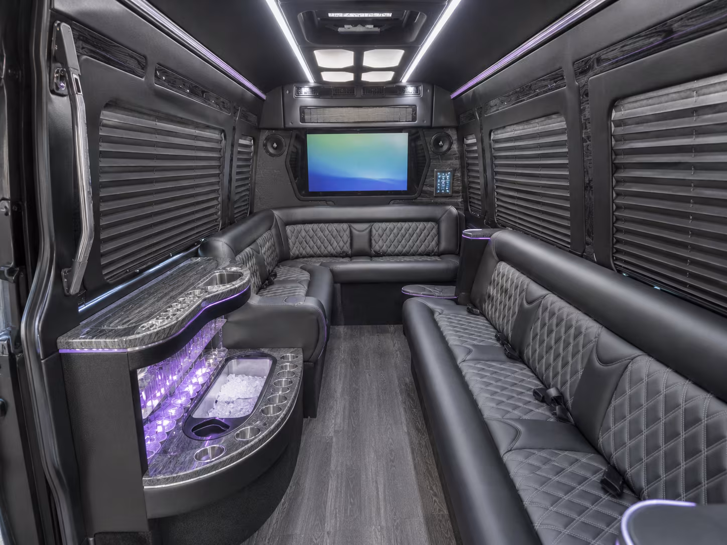 San Bernardino School Event Transportation party bus exterior