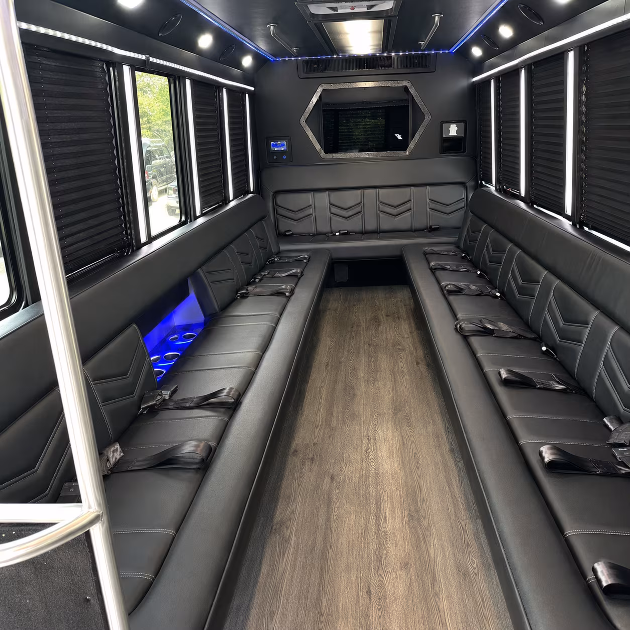 San Bernardino Sporting Event Transportation party bus exterior