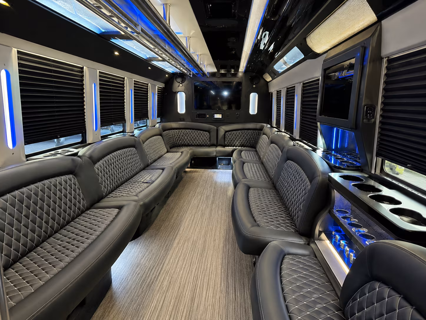 San Bernardino Wedding Transportation party bus interior