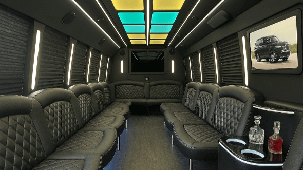 Interior of Charter Bus Company Chino's 20 Passenger Party Bus in Chino