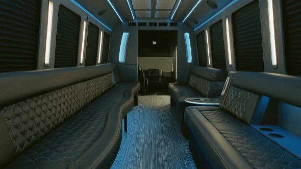 Interior of Charter Bus Company Colton's 20 Passenger Party Bus in Colton
