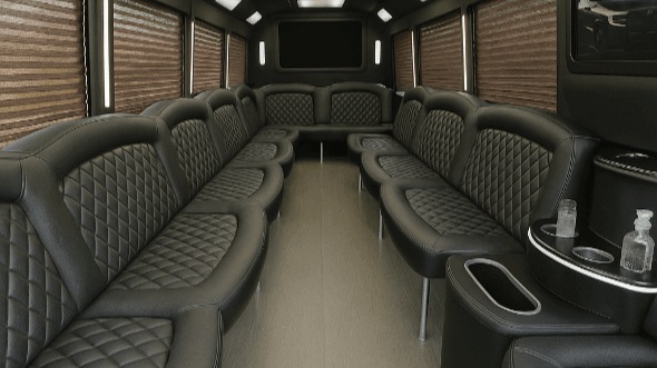 Interior of Charter Bus Company Highland's 20 Passenger Party Bus in Highland