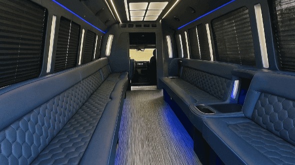 Interior of Charter Bus Company Hesperia's 25 Passenger Party Bus in Hesperia