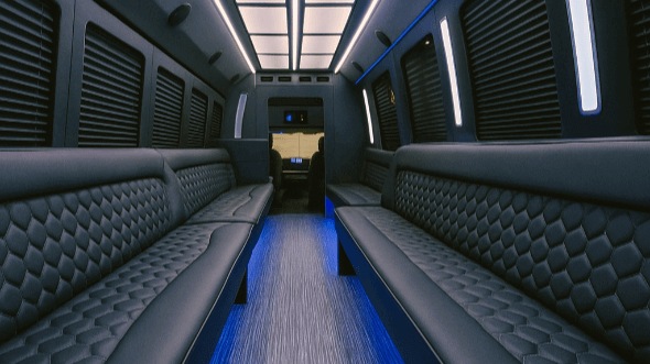 Interior of San Bernardino Party Bus Company's 25 Passenger Party Bus in San Bernardino