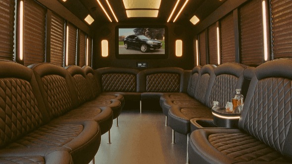 Interior of Charter Bus Company Fontana's 28 Passenger Party Bus in Fontana