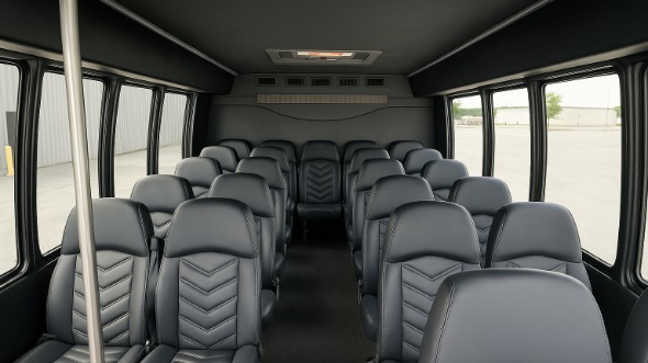 Interior of Charter Bus Company San Bernardino's 30 Passenger Minibus in San Bernardino