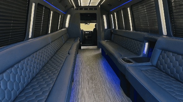 Interior of Charter Bus Company Highland's 30 Passenger Party Bus in Highland