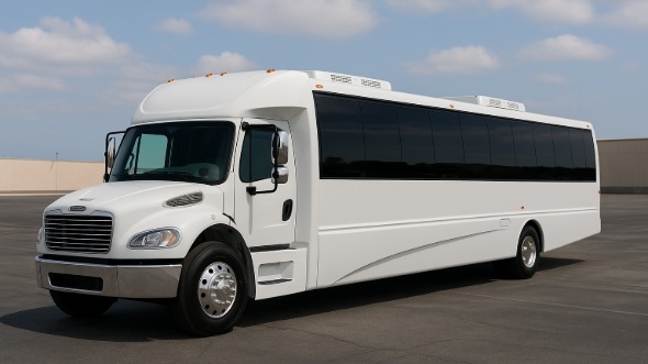Exterior of Charter Bus Company Rancho Cucamonga's 30 Passenger Party Bus in Rancho Cucamonga