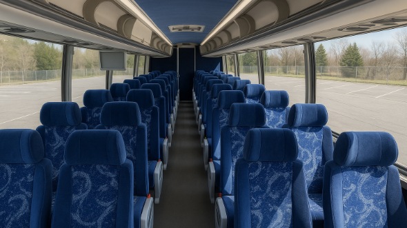Interior of Charter Bus Company San Bernardino's 40 Passenger Charter Bus in San Bernardino