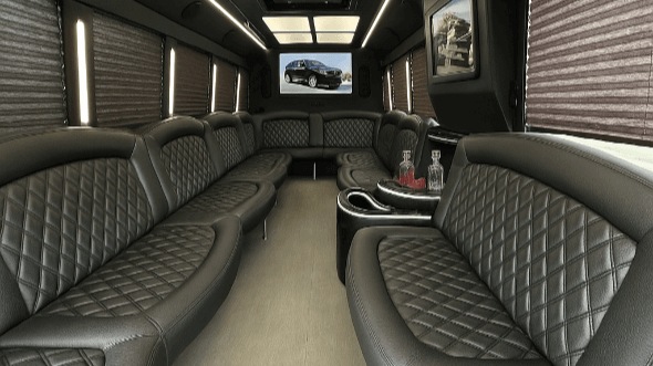 Interior of San Bernardino Party Bus Company's 40 Passenger Party Bus in San Bernardino