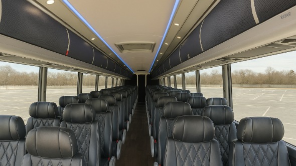 Interior of Charter Bus Company San Bernardino's 44 Passenger Charter Bus in San Bernardino