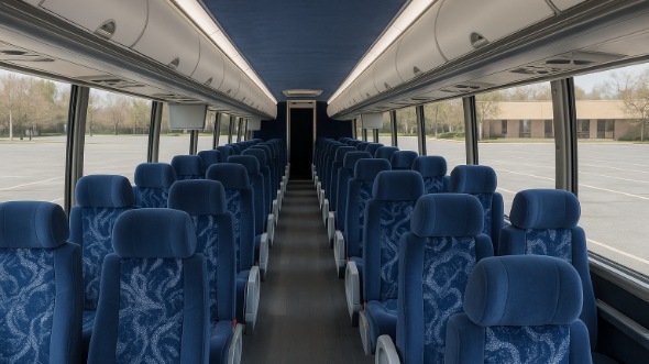 Interior of Charter Bus Company San Bernardino's 47 Passenger Charter Bus in San Bernardino