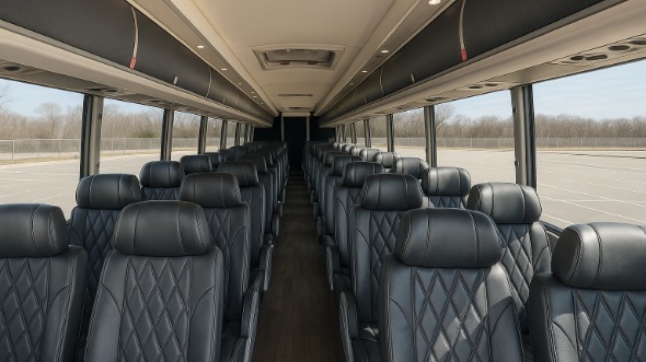 Interior of Charter Bus Company San Bernardino's 48 Passenger Charter Bus in San Bernardino