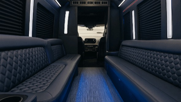 Interior of Charter Bus Company Fontana's 50 Passenger Party Bus in Fontana
