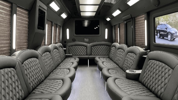Interior of Charter Bus Company Hesperia's 50 Passenger Party Bus in Hesperia