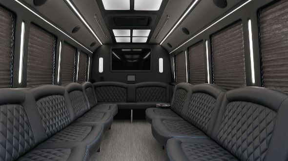 Interior of Charter Bus Company Redlands's 50 Passenger Party Bus in Redlands