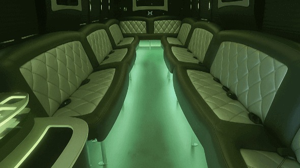 Interior of San Bernardino Party Bus Company's 50 Passenger Party Bus in San Bernardino