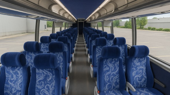 Interior of Charter Bus Company San Bernardino's 51 Passenger Charter Bus in San Bernardino