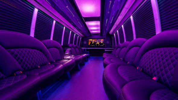 san bernardino 25 passenger party bus inside